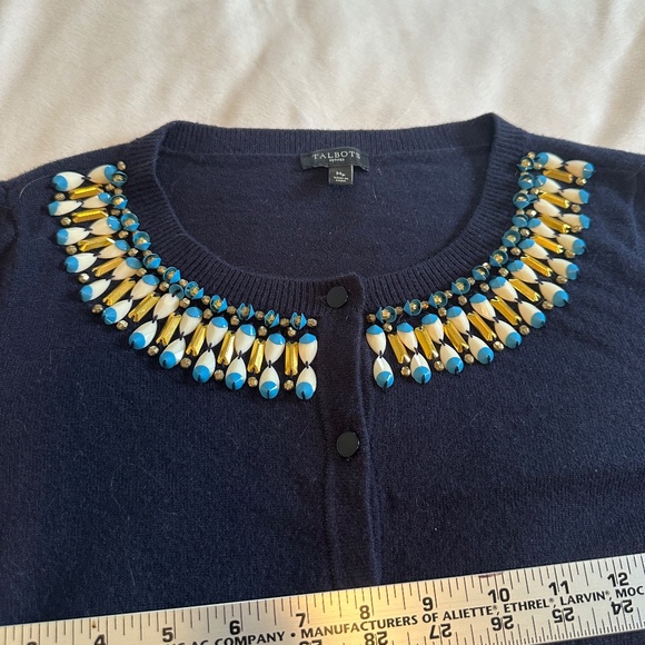 Talbots Navy Cardigan - Size Medium Petite - Picture 4 of 7